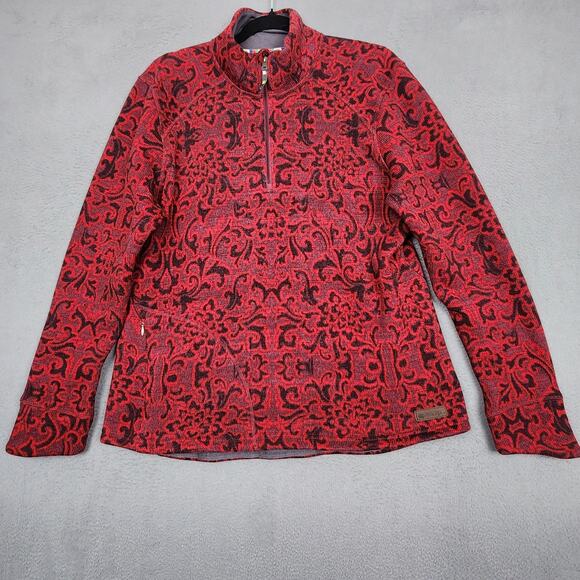 Sherpa Adventure Gear Sweater Womens XL Red Half Zip Jacquard Pullover SW3147 - Picture 1 of 16